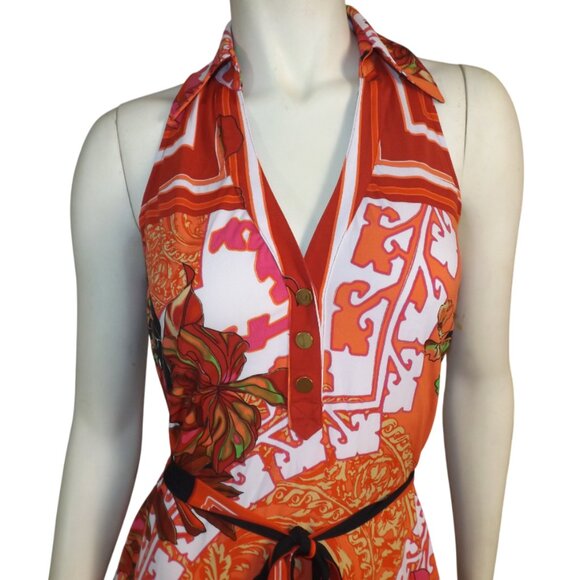 CACHE Mini Dress/Long Top, S, Ultra short, Collar, Sash/Belt, Snaps, Sleeveless - Picture 2 of 12